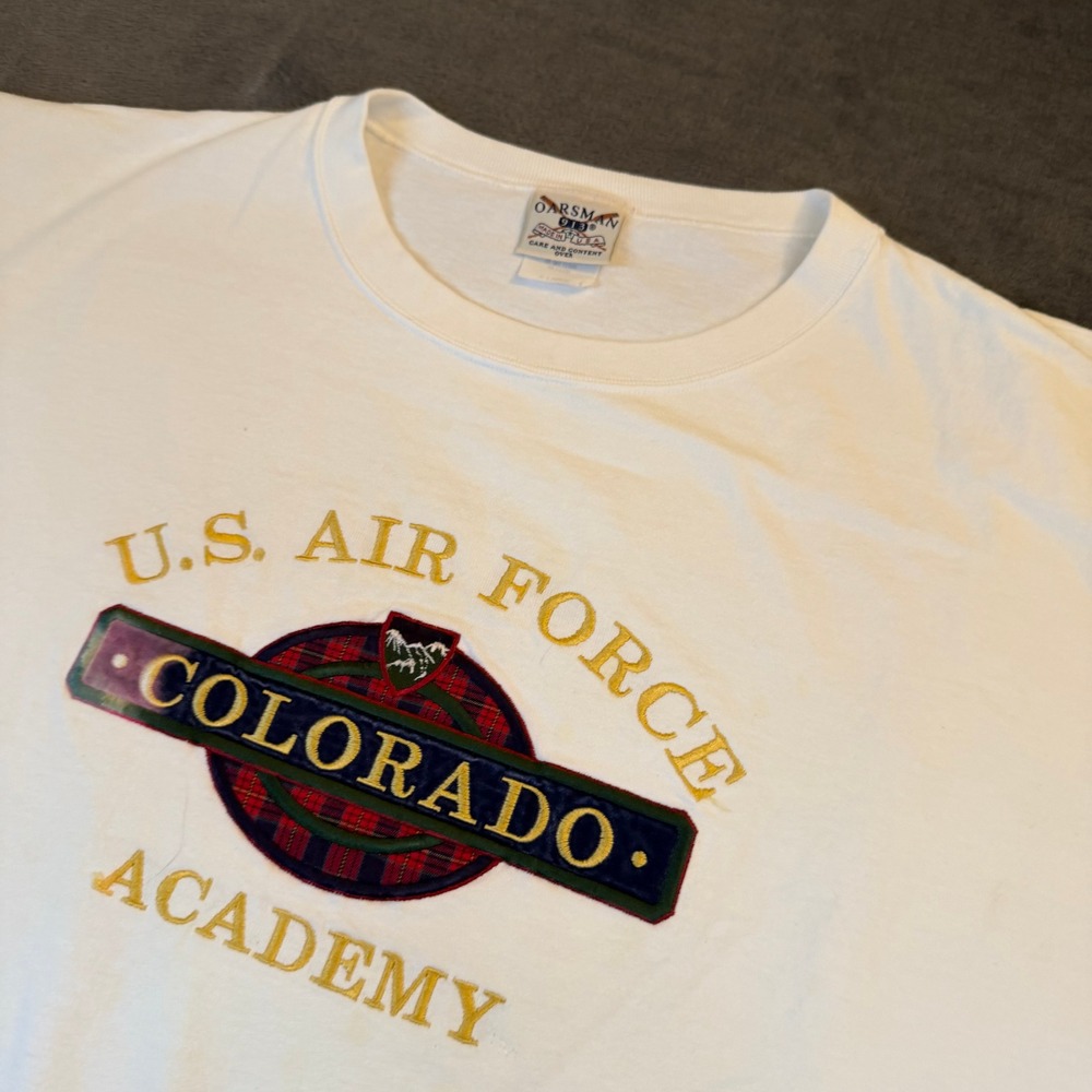 Oarsman 913 US Air Force Academy T Shirt Mens X-Large White Vintage USA Made